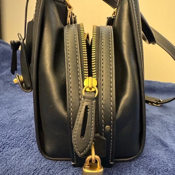 Coach Rogue 31 Black Leather Satchel with Gold Accents - Picture 4 of 9